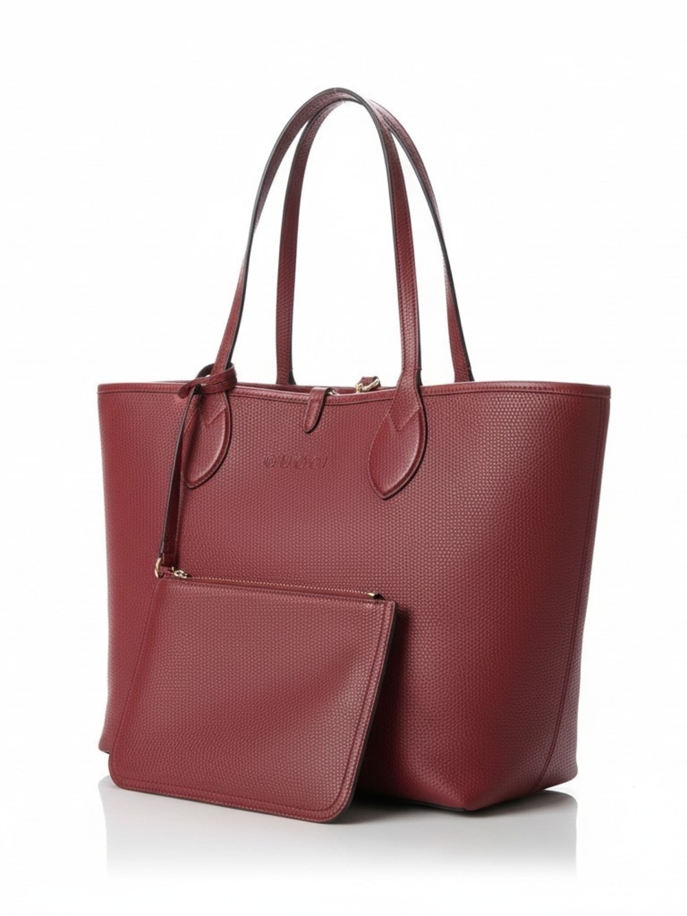 Reversible Red Leather/Fabric Tote Bag